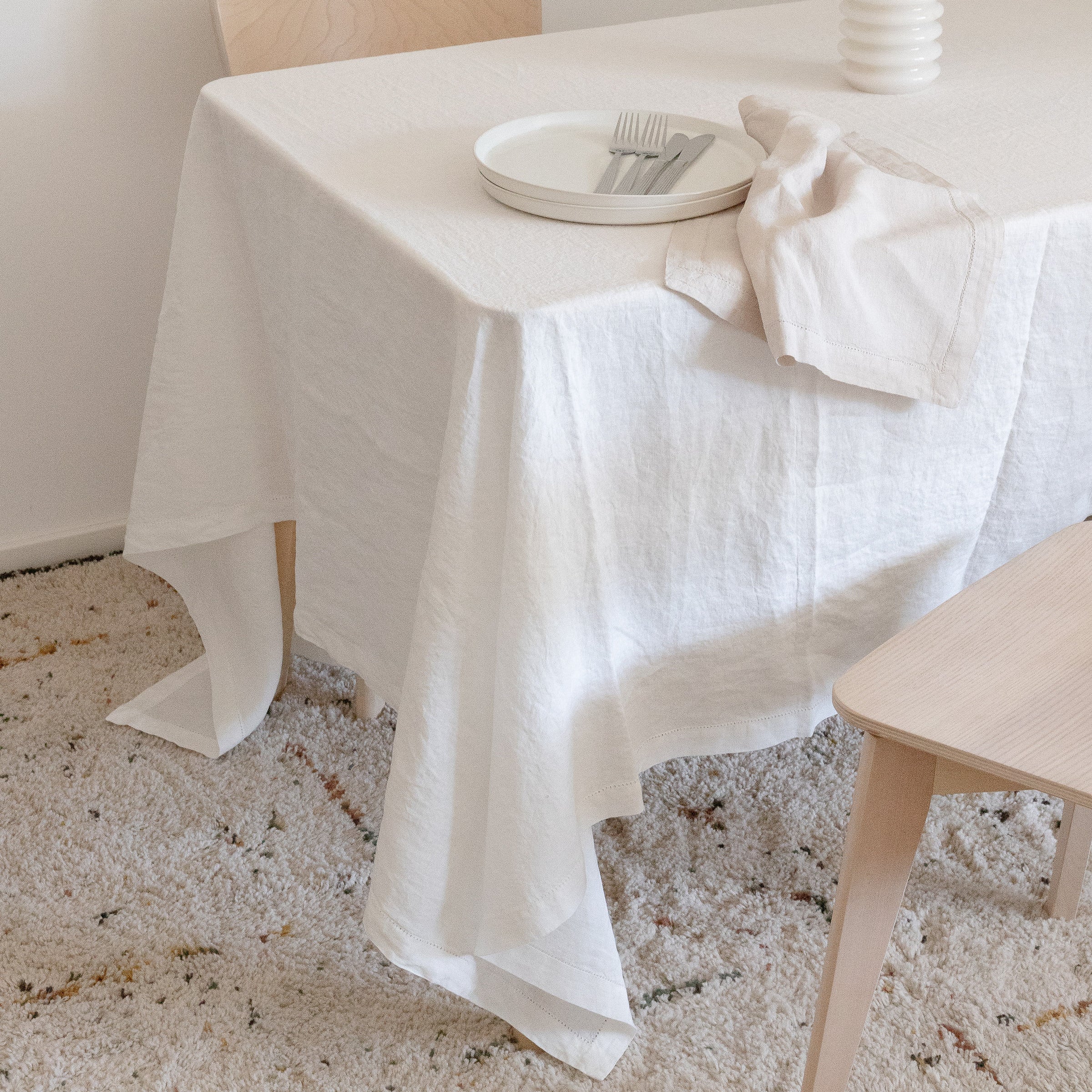 Off white linen sale tablecloth